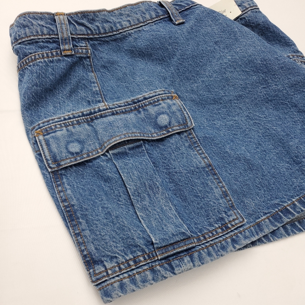 NEW Abercrombie & Fitch High Rise Denim Cargo Mini Skirt Size 34/18 - Picture 7 of 14
